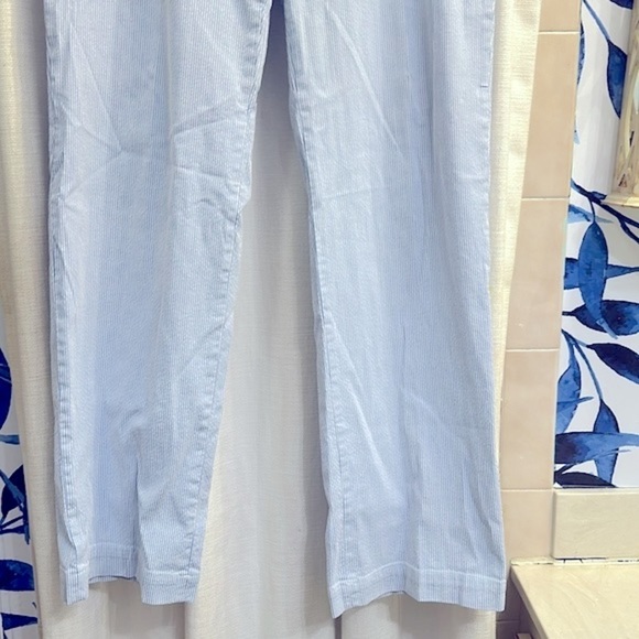 Men’s Blue & White Pin Striped Oxford Golf Stretch Cotton & Spandex Golf Pants - Picture 3 of 8